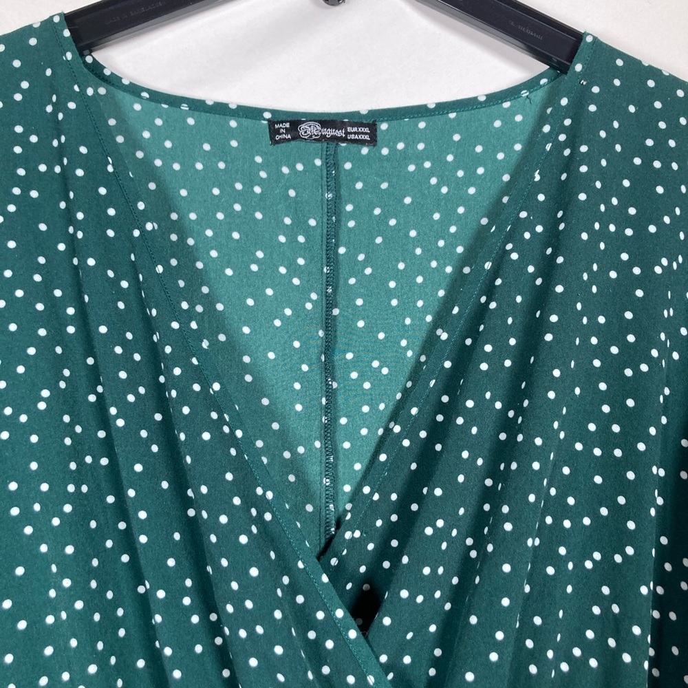 Uguest Green Polka Dot Long Sleeve Ruffle Dress Sz XXXL St.Patricks Day Spring - Picture 10 of 14